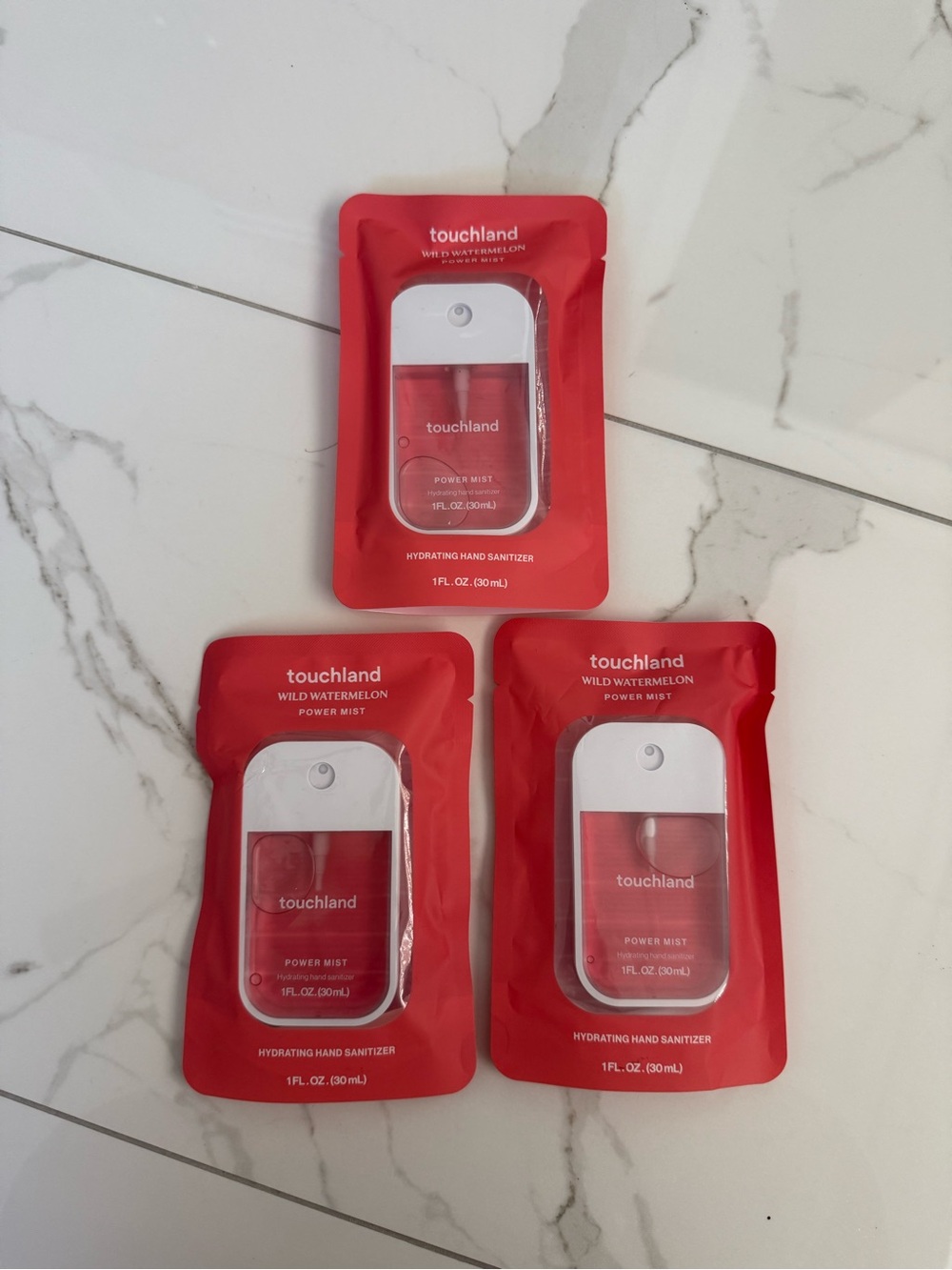 3 pack Touchland Power Mist Hydrating Hand Sanitizer 30ml/ 1 fl oz Each